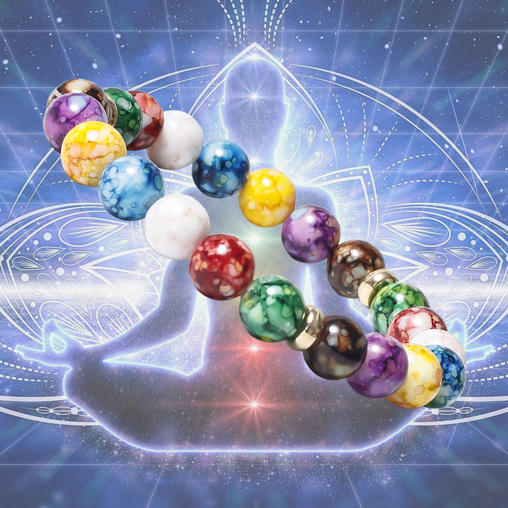 Bracelet coloré Yoga équilibre perles d'énergie Bracelet en pierre volcanique