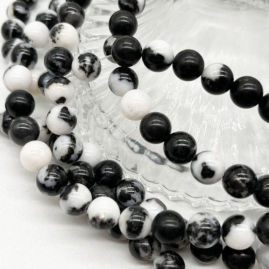 Bracelet en pierre de zèbre noire et blanche naturelle Pure, perles dispersées, matériau de tissage de perles