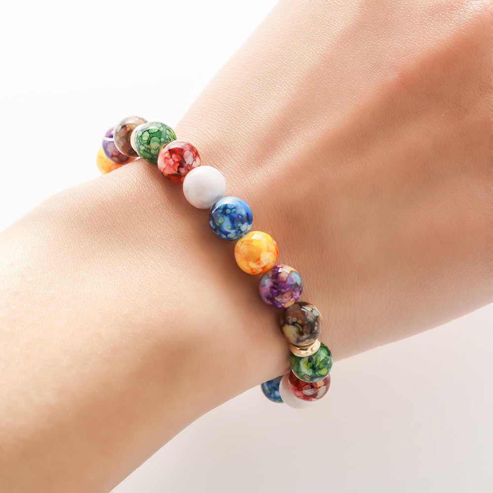Bracelet coloré Yoga équilibre perles d'énergie Bracelet en pierre volcanique