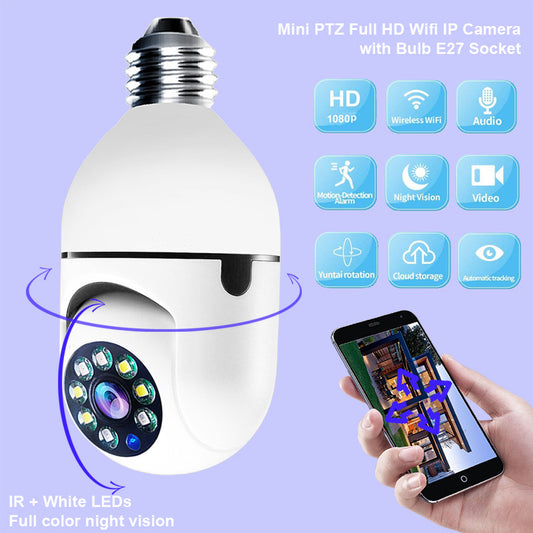 1080P WiFi CAMERA 4X Bulb Zoom Camera E27 Home 5GWiFi Alarm Monitor